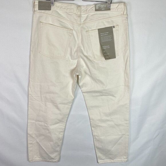 Everlane The Rigid Slouch Straight Leg Organic Cotton Jean Ecru Plus Size 33 - Picture 3 of 11